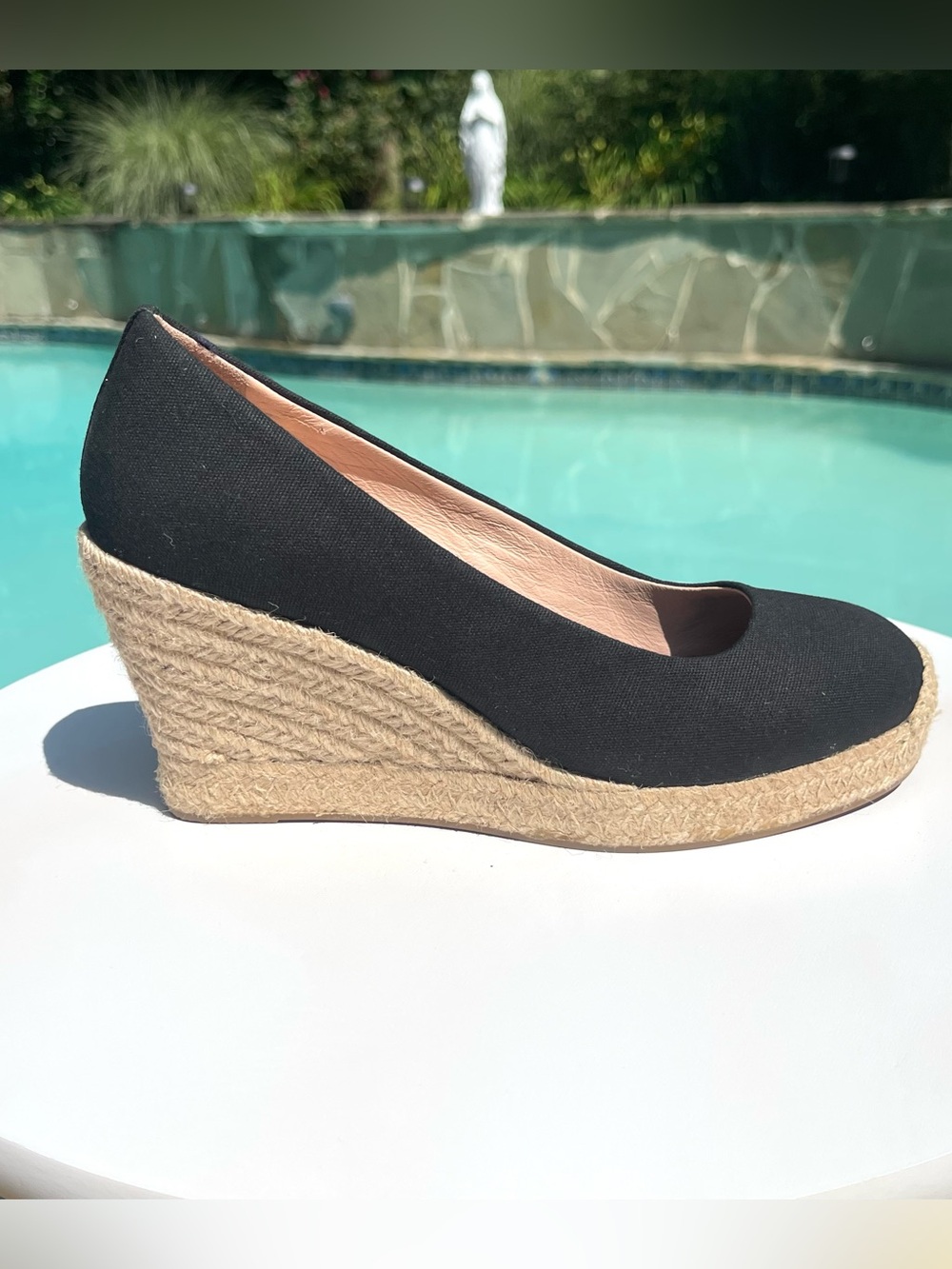 J. CREW Seville Espadrille Black Canvas Jute Wedge Slip On Shoes Size 6 - Picture 6 of 13